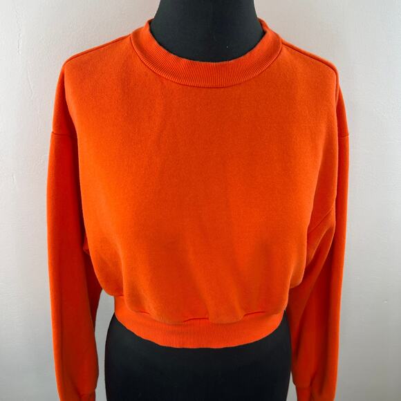 H&M Orange S Sweatshirt Mock Turtleneck Dropped Shoulders Long Sleeve Pullover - Picture 3 of 6